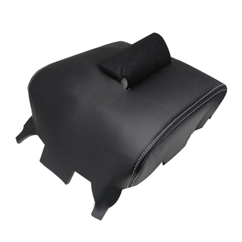 NLQR Center Console Cover Replacement fit for Chevy Silverado GMC Sierra 1500 2500 3500 2014-2018 Center Console Armrest lid Cover  Jump Seat Black Leather with White Stitching - Image 5